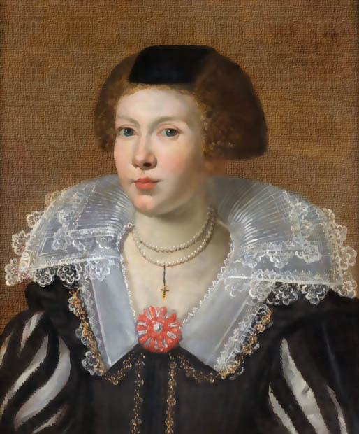 Cortesana famosa al óleo, retrato flamenco por Sustermans.