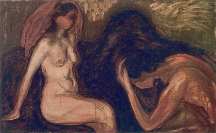 Pintura simbolista de desnudos por Munch.